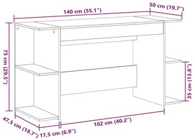 ΓΡΑΦΕΙΟ ΓΚΡΙ ΣΚΥΡΟΔΕΜΑΤΟΣ 140 X 50 X 75 ΕΚ. ΑΠΟ ΕΠΕΞΕΡΓ. ΞΥΛΟ 840551