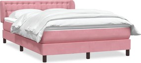 vidaXL Box Spring κρεβάτι με στρώμα ροζ 140x220 cm Βελούδινο