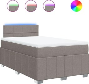vidaXL Κρεβάτι Boxspring με Στρώμα Taupe 120x190 εκ. Υφασμάτινο