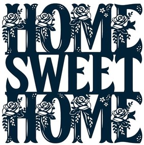 Intra απο ξύλο plywood 3mm-4mm πάχος - Floral Home Sweet Home σημάδι Δίασταση 30x30 cm Intraeaxys-p7ym8nr7