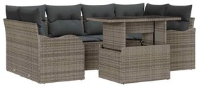 vidaXL Σετ Καναπέ Κήπου 7 pcs Γκρι 100 x 55 x 73 εκ. Πολυ ράταν