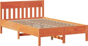 vidaXL Σκελετός Κρεβ. Χωρίς Στρώμα Καφέ Κεριού 135x190 εκ Μασίφ Πεύκο