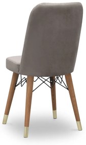 Καρέκλα τραπεζαρίας Carla Megapap από βελούδο χρώμα μπεζ - καρυδί/χρυσό πόδι 45x46x90εκ. - Βελούδο - GP044-0003,4