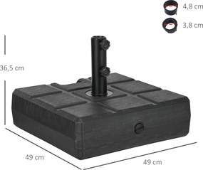 Βάση ομπρέλας έως 40 kg, γεμίζει με λαβή, τετράγωνη, μαύρη