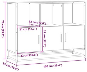 Μπουφές Μαύρος 100x35x76 εκ. από Επεξεργασμένο Ξύλο - Μαύρο