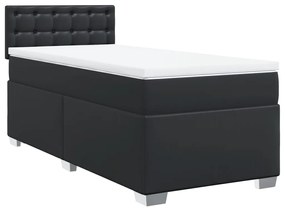 vidaXL Κρεβάτι Boxspring με Στρώμα Μαύρο 80 x 200 εκ. Συνθετικό Δέρμα