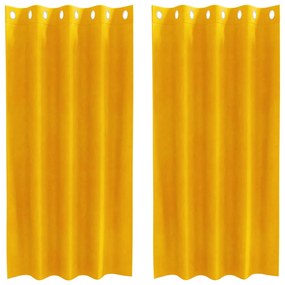 vidaXL Κουρτίνες 2 pcs Χαμομηλί κίτρινο 140 x 175 cm Βελούδο