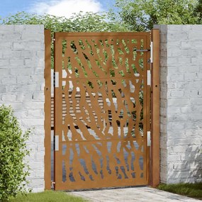 Πύλη κήπου 105x130 cm από διαβρωμένο χάλυβα με σχεδιασμό ίχνους - Καφέ