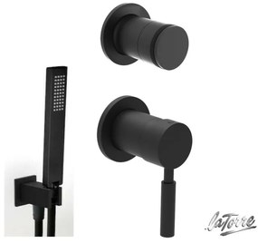 La Torre NEW TECH Black matt 12051SP-400 34374-400 Μίκτης εντοιχισμού+εκτροπέας περιστροφικός 2 εξόδων+Παροχή νερού Τετράγωνη