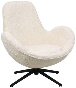 Πολυθρόνα Περιστρεφόμενη Brynn HM9594.06 86x76x87cm Με Μεταλλική Βάση & Μπουκλέ Ύφασμα Ecru-Black Metal, Fabric