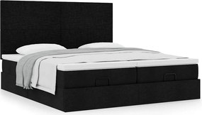 vidaXL Οθωμανικό κρεβάτι με στρώματα Μαύρο 180x200cm Ύφασμα