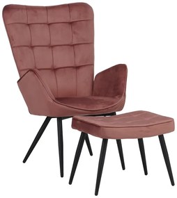 Intrahome Πολυθρόνα με υποπόδιο Dorita Intrahome βελούδο σάπιο μήλο-πόδι μαύρο μέταλλο 68.5x76x103εκ | SKU: INTRAPA-130111326