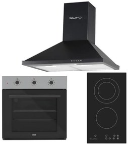 ΣΕΤ ΦΟΥΡΝΟΣ SF6008 INOX + ΕΣΤΙΑ DOMINO ΚΕΡΑΜΙΚΗ SF6802HDV3 + ΑΠΟΡΡΟΦΗΤΗΡΑΣ ΚΑΜΙΝΑΔΑ SF6622 BLACK 60CM (4 ΕΤΗ ΕΓΓΥΗΣΗ ΕΛΛΗΝΙΚΗΣ Α