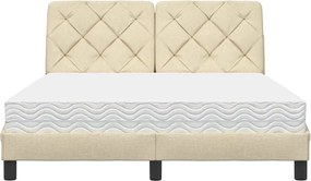 vidaXL Κρεβάτι με Στρώμα Κρεμ 140x200 εκ. Υφασμάτινο