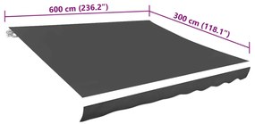 vidaXL Τεντόπανο Ανθρακί 6 x 3 μ. από Καραβόπανο