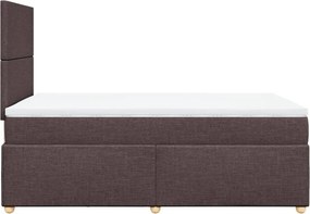 vidaXL Κρεβάτι Boxspring με Στρώμα Σκούρο Καφέ 120x200 εκ. Υφασμάτινο