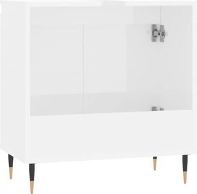vidaXL Ντουλάπι Μπάνιου Γυαλ. Λευκό 58 x 33 x 60 εκ. από Επεξεργ. Ξύλο