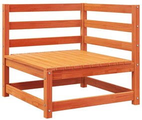 vidaXL Καναπές Κήπου Γωνιακός Καφέ Κεριού Μασίφ Ξύλο Πεύκου +Μαξιλάρια