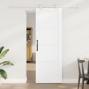 vidaXL Συρόμενη Πόρτα με Σετ Εξαρτημάτων Λευκή 73.5x211 εκ Συμπαγές Ξύλο Πεύκου