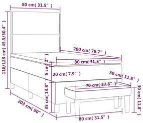 Κρεβάτι Boxspring με Στρώμα Σκούρο Γκρι 80x200 εκ. Βελούδινο - Γκρι