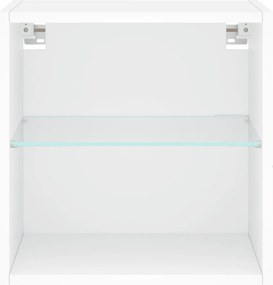 vidaXL Κομοδίνο Επιτοίχιο με Φώτα LED Λευκό