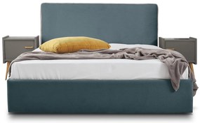 Επενδυμένο Κρεβάτι Ritz-Petrol-110 x 200-Ξύλα Ελάτου