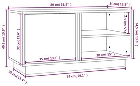 ΈΠΙΠΛΟ ΤΗΛΕΟΡΑΣΗΣ ΓΚΡΙ 80X35X40,5 ΕΚ. ΑΠΟ ΜΑΣΙΦ ΞΥΛΟ ΠΕΥΚΟΥ 814466