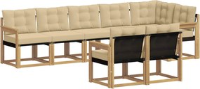 vidaXL Σειρά Καναπέ Εξωτερικού με μαξιλάρι 8 pcs Λευκό και Μπεζ