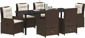 vidaXL Σέτ φαγητού για κήπο 7 pcs Καφέ συνθετικό ρατάν