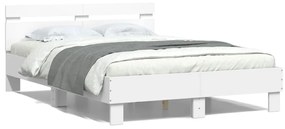 vidaXL Πλαίσιο Κρεβατιού με Κεφαλάρι/LED Λευκό 120x190 εκ.