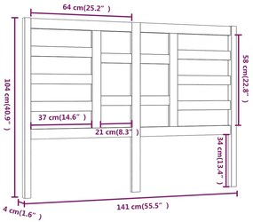 vidaXL Κεφαλάρι Κρεβατιού 141x4x104 εκ. από Μασίφ Ξύλο Πεύκου