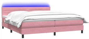 vidaXL Κρεβάτι Boxspring με Στρώμα Ροζ 200x210 εκ. Βελούδινο