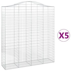 vidaXL Συρματοκιβώτια Τοξωτά 5 τεμ. 200x50x220/240 εκ. Γαλβαν. Ατσάλι