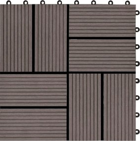 vidaXL Πλάκα Κατασκευής 11 pcs Σκούρο Καφέ 30 x 30 cm WPC