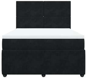 vidaXL Κρεβάτι Boxspring με Στρώμα Μαύρο 140x190 εκ. Βελούδινο