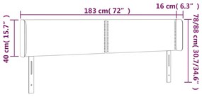 vidaXL Κεφαλάρι Κρεβατιού LED Σκούρο Γκρι 183x16x78/88 εκ. Βελούδινο