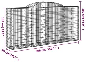 vidaXL Συρματοκιβώτια Τοξωτά 6 τεμ. 300x50x140/160 εκ. Γαλβαν. Ατσάλι