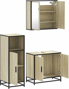 vidaXL Σετ Επίπλων Μπάνιου 3 Τεμαχίων Sonoma Δρυς Επεξεργασμένο Ξύλο