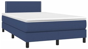 vidaXL Κρεβάτι Boxspring με Στρώμα & LED Μπλε 120x190εκ. Υφασμάτινο