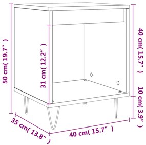 Κομοδίνο Sonoma Δρυς 40 x 35 x 50 εκ. από Επεξεργ. Ξύλο - Καφέ