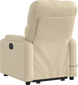 vidaXL Πολυθρόνα Μασάζ Ανακλινόμενη με Ανύψωση Κρεμ Υφασμάτινη