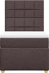 vidaXL Κρεβάτι Boxspring με Στρώμα Σκούρο Καφέ 100x200 εκ. Υφασμάτινο