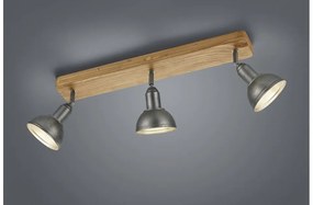 Πλαφονιέρα Φωτιστικό Οροφής 3xE14 Νίκελ Αντικέ Φυσικό Ξύλο Delhi 803400367 Trio Lighting-803400367-Νίκελ Ματ 803400367