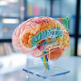 Intra Συλλεκτικό Ξύλινο Παζλ Plywood  4mm - Πολύχρωμο μοντέλο ανθρώπινου εγκεφάλου Σε Ξύλινο Κουτί - Διαστάσεις Puzzle: 10x10 cm – 25 κομμάτια