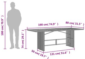 ΤΡΑΠΕΖΙ ΚΗΠΟΥ ΕΠΙΦΑΝΕΙΑ ΑΚΑΚΙΑΣ ΓΚΡΙ 190X80X74ΕΚ. ΣΥΝΘ. ΡΑΤΑΝ 365310