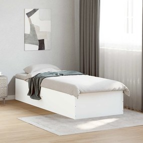 vidaXL Κρεβάτι δαπέδου Λευκό 80 x 200 cm Επεξεργασμένο Ξύλο