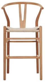 Σκαμπό μπαρ Wishbone pakoworld rubberwood-σχοινί σε φυσική απόχρωση 55x49x108εκκ (1 τεμάχια)