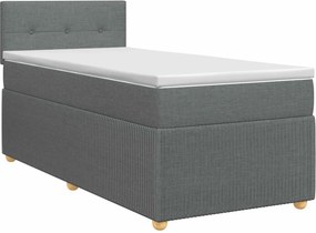 vidaXL Κρεβάτι box spring με στρώμα Σκούρο Γκρι 90 x 200 cm Ύφασμα