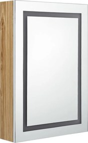 vidaXL Καθρέφτης Μπάνιου με Ντουλάπι &amp; LED Λευκό/Δρύς 50x13x70 εκ.