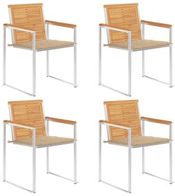 Καρέκλες Κήπου 4 τεμ. από Μασίφ Ξύλο Teak με Μαξιλάρια